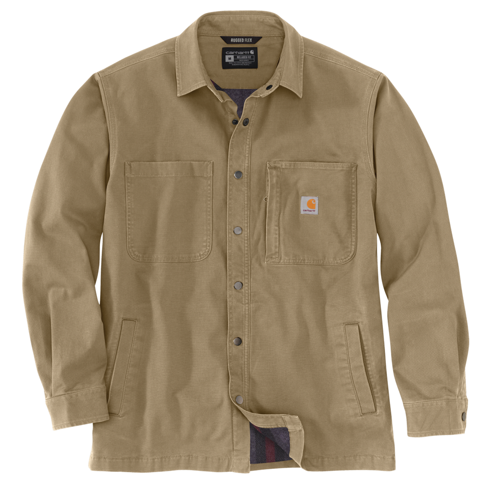 Carhartt RUGGED FLEX® RELAXED FIT CANVAS FLEECE-LINED SNAP-FRONT SHIRT JAC