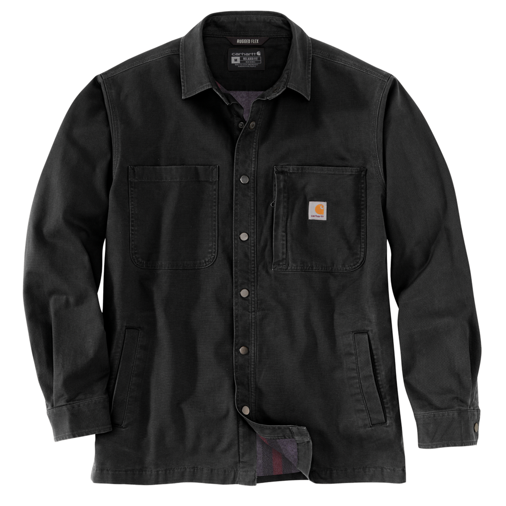 Carhartt RUGGED FLEX® RELAXED FIT CANVAS FLEECE-LINED SNAP-FRONT SHIRT JAC