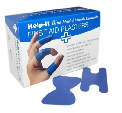 Help-It Blue Metal Fingertip Plasters 100's